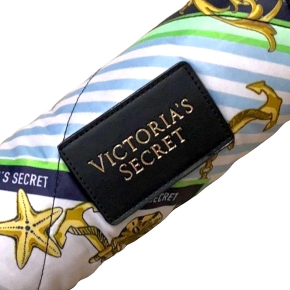 Victoria's Secret Quilted Nylon Nautical Fold and Pack Blanket, Reversible